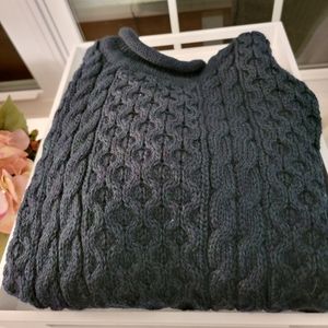 Gaeltarra Authentic Irish Wool Cable Knit Roll Neck Sweater Small oversized fit.